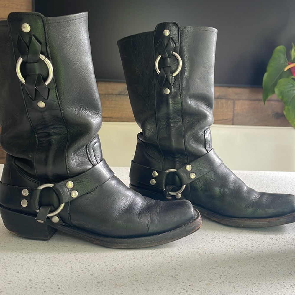 FRYE Motorcycle Black Harness Boot